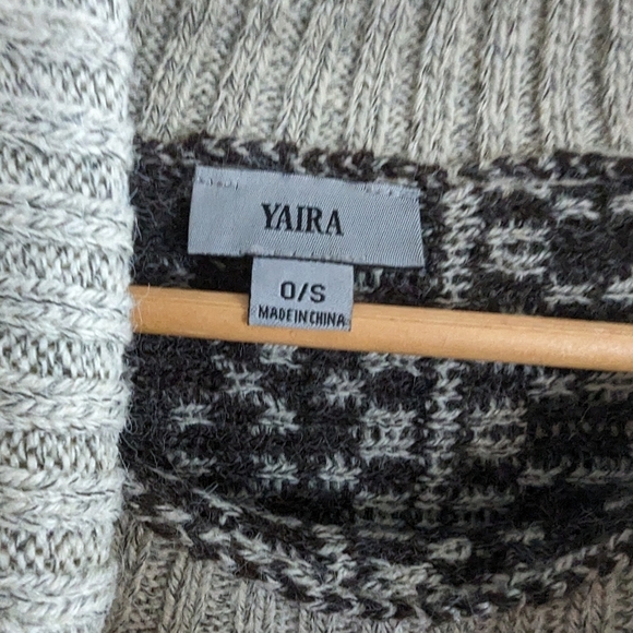 Yaira Cowl Neck Poncho Sweater One size Fits Tan Brown Gray Boho - Picture 7 of 9